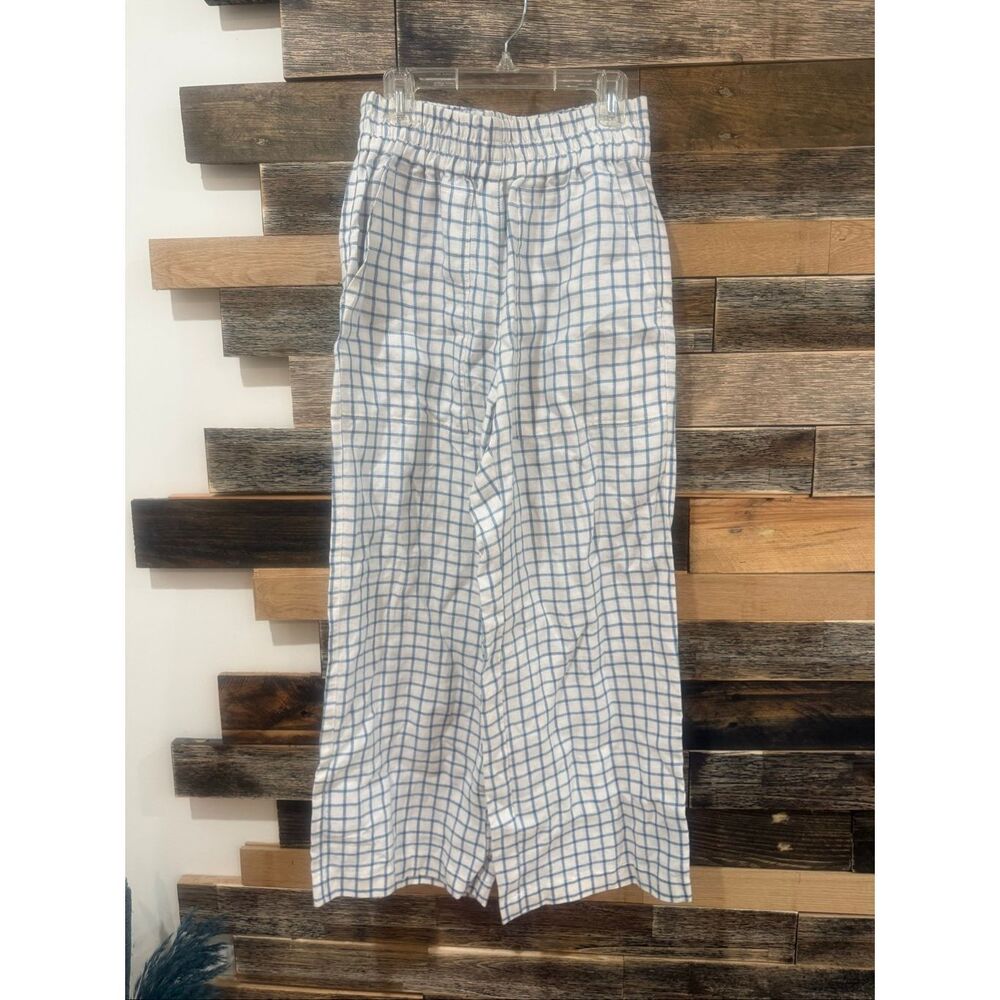 NotPerfectLinen new Puglia indigo grid linen boho relaxed pants size S/M